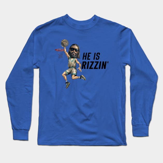 HE IS RIZZIN BLACK JESUS Long Sleeve T-Shirt by Lolane